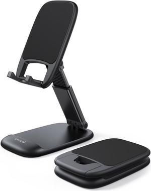 Foldable Phone Stand for Desk - Height Adjustable Cell Phone Holder Portable Cellphone Cradle Desktop Dock Compatible with iPhone 15 14 13 Pro Max Mini 12 11 XR X 8 7 6 Plus SE Smartphone