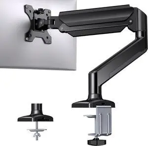 HUANUO Single Monitor Mount for 1332 Screens up to 22 lbs, Height Adjustable Monitor Arm, Home Office Monitor Stand Full Motion with C-Clamp & Grommet Base, VESA 75x75 or 100x100mm
