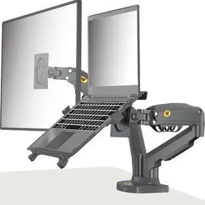 NB North Bayou Laptop Mount with Adjustable Tray for 10-17Notebook, Full Motion Arm with VESA Plate for 17-30Monitor,Clamp-on Grommet Mounting F160-FP (Black)