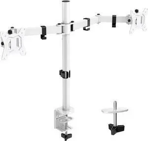 ErGear Dual Monitor Mount for Desk, Fully Adjustable Dual Monitor Arm Fits 2 Computer Screens up to 32 inch, White Monitor Arm Desk Stand for 2 Monitors, Each Arm Holds Up to 17.6 lbs, White