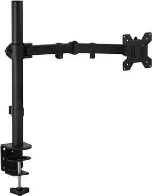 Mount-It! Single Monitor Arm Mount | Desk Stand | Full Motion Height Adjustable Articulating Tilt | Fits 19 21 24 27 29 30 32 Inch VESA 75 100 Compatible Computer Screen | C-Clamp and Grommet Base