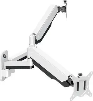 MOUNT PRO Dual Monitor Wall Mount for 13 to 32 Inch Computer Screens, Gas Spring Wall Monitor Arm for 2 Monitors, Each Holds Up to 17.6lbs, Adjustable Wall Monitor Mount with VESA 75x75/100x100, White