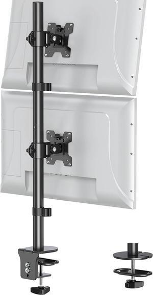 Vertical Dual Monitor Stand, Stacked Monitor Mount for 2 Screen Max 32 inches, Computer Monitor Arm Holds up to 17.6 lbs Each, Height Adjustable, Swivel, Tilt Monitor Desk Mount, VESA 75/100