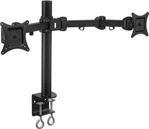 Mount-It! Dual Monitor Mount | Double Monitor Desk Stand | Fits 2 Computer Screens 19 20 21 22 23 24 27 Inches | C-Clamp and Grommet Base | Heavy Duty Full Motion Arms | VESA 75 100 Compatible