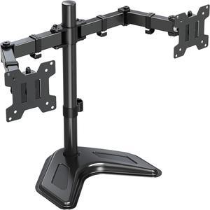 Dual Monitor Stand, Free-Standing Monitor Stands for 2 Monitors up to 27 inches/17.6 lbs Each, Fully Adjustable Dual Monitor Desk Mount with Height Adjustment, VESA Mount 75x75mm, 100x100mm