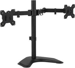 Mount-It! Dual Monitor Stand | Double Monitor Desk Stand Fits Two x 21 22 23 24 27 28 30 32 Inch Computer Screens | Freestanding Base | 2 Heavy Duty Full Motion Adjustable Arms | VESA Compatible