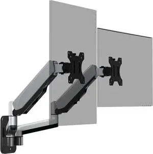 Dual Monitor Wall Mount, Gas Spring Wall Monitor Arm for 17 to 32 inch Flat/Curved Screens, Each Holds Up to 19.8lbs, Full Motion Swivel Tilt Rotation Adjustable VESA Monitor Stand