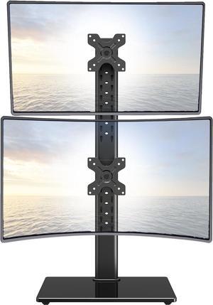 ErgoFocus Vertical Dual Monitor Stand, Stack Two Computer Screens up to 32 inches Each, Free-Standing Monitor Desk Mount, Monitor Mount with Height Adjustment, Swivel, VESA Stand 75/100x100mm