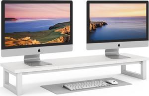 Dual Monitor Stand Riser 39Inch Large Monitor Stands for 2 Monitors Computer Monitor Stand Wooden Desktop Oraganizer Shelf for Office Desk Computer Laptop TV