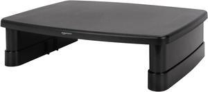 Basics Rectangular Adjustable Computer Monitor Riser Desk Stand for Reduced Neck Strain - Fits Monitors, Laptops Up to 22lbs, Black