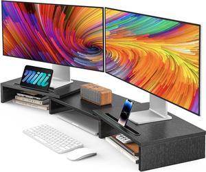 Dual Monitor Stand Riser for 2 Monitors Monitor Stand for Desk Adjustable Computer Monitor Stand with 2 Slot Multifunctional Desktop Organizer Stand for Laptop PC Computer Printer