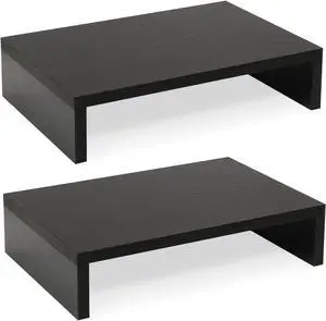Wood Monitor Stand Riser-2 Pack 2 Tier Adjustable Monitor Stand Dual Monitor Riser for 2 Monitors/Laptop/PC Black Computer Stand for Desk
