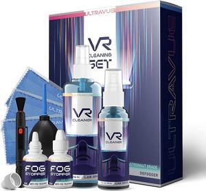 UltraVue VR Cleaning Kit and Anti-Fog Treatment - Includes VR Cleaner Gel Sprays, Microfiber Cloths, Anti Fog Drop Treatments, Brush and Air Bladder with Precision Nozzle