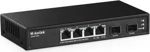 MokerLink 4 Port 2.5G Ethernet Switch with 2 Port 10G SFP+ Slot, 4 x 2.5G Base-T Ports Compatible with 10/100/1000Mbps, Metal Unmanaged Fanless Small Network Switch