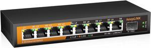 8 Port 2.5G Switch Unmanaged, Ethernet Switch with 8 x 2.5G Base-T Ports, 1 x 10G Base-T SFP Slot, 60Gbps Switching Capacity, Plug & Play, Fanless Metal, Wall Mountable