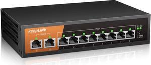 8 Ports 2.5G Switch Smart Web Managed, 8 x 2.5G Base-T & 1 x 10G SFP Slot, Support 802.3ad Static Aggregation, QOS/VLAN/IGMP, Metal Housing Network Ethernet Switch