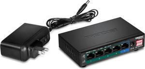 TRENDnet 5-Port Gigabit PoE+ Switch, Camera DIP Switch extends PoE+ 200m (656 ft.), 60W PoE Budget,Lifetime Protection, Black, TPE-TG51g