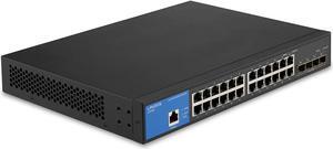 Linksys LGS328C 24 Port Gigabit Managed Network Switch with 4 x 10G Uplink SFP+ Slots - Advanced Security, QoS, Static Routing, VLAN, IGMP Features - Metal Housing, Desktop / Wall Mount