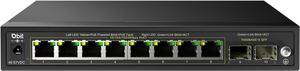 DBIT 10-Port Gigabit Network Switch with 8 PoE+ Ports @125W with 2 Combo SFP Slots, Unmanaged PoE Switch, 802.3af/at Compliant, Desktop/Wall-Mount, Plug & Play, VLAN Mode, Metal Case Fanless (WS2082A)