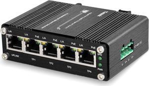 Timaxk Industrial 5-Port Gigabit Ethernet Network Switch, PoE Optional, Network Hub, Ethernet Splitter, Traffic Optimization, Wall-Mount & DIN-Rail Installation (Power Supply Excluded)