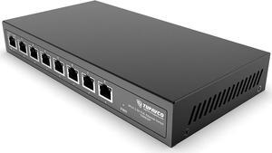 2.5GB Switch (8 Port) PoE++ for Ethernet Network - 1x90W (802.3bt) 7x30W (802.3at) Ports - High Speed 10M/100M/1G/2.5G Gigabit (802.3bz) - Unmanaged LAN Splitter - Tupavco TP1981