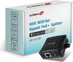 Edimax Pro Compact Gigabit PoE+ Splitter with Adjustable 5/9/12V x 2A Output, IEEE 802.3at, Delivers Data and Power from PoE Runs to Non-PoE Devices for up to 100 Meters, GP-101ST
