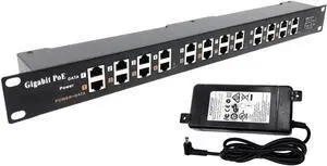 PoE Injector - 12 Port Gigabit Passive Midspan Injector with 48V 120 Watt UL Power Supply - Power Over Ethernet for 802.3af or at (PoE+) Devices VoIP Phone, WiFi Access Point, IP Camera