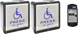 Olideauto Handicap Wireless Push Switch with 2pcs Square 4.5'' Push Panels and 1pcs 2.4G Frequency High Stability Receiver
