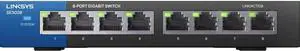 Linksys SE3008: 8-Port Gigabit Ethernet Unmanaged Switch, Computer Network, Auto-Sensing Ports Maximize Data Flow for up to 1,000 Mbps (Black, Blue)
