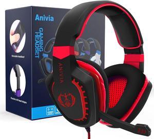 Anivia AH28 Over Ear Headphones Wired Stereo Computer Headsets Gaming Headset with Mic, Bass with Volume Control, Noise Isolating for Multi-Platforms