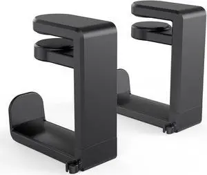 2 Pack PC Gaming Headset Headphone Hook Holder Hanger Mount, Headphones Stand with Adjustable & Rotating Arm Clamp, Under Desk Design, Universal Fit, Built in Cable Clip Organizer EURPMASK