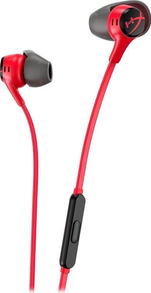 HyperX Cloud Earbuds II  14mm Drivers, Four Eartips, Hard-Shell Carrying Case, Low-Profile 90° Plug, 3.5mm Plug, Built-in Microphone, Multi-Function Button, PC, Mobile, Nintendo Switch  Red