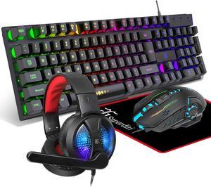 Gaming Keyboard and Mouse,Headphones,Mouse padAll in One Combo for PC Gamers and Xbox and PS4 Users