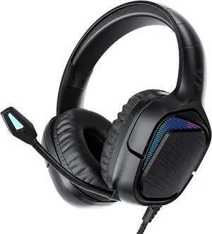 Black Shark Wired Headphones Bendable Ultra Clear Microphone On Ear Headsets, 50MM Dynamic Drivers Deep Bass in Line Control Gaming Earphones for Xbox/Switch/PS4/PS5/Computer