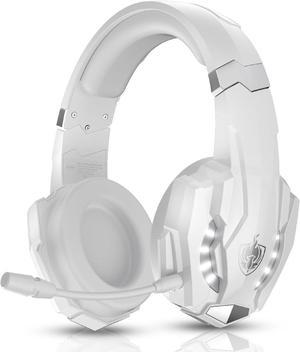 G9000Pro Gaming Headset for PC PS4 PS5 Nintendo Switch Xbox One,Bluetooth Wireless Over Ear Headphones for Phone, with Detachable Microphone 3.5mm Wired Gaming Headset (Bright White)