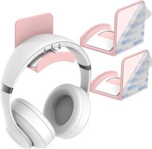 HomeMount Headphone Stand Headset Holder - Adhesive Gaming Headphone Hanger Hook Desk Mount for Most Headphone & Controller (Pink 2Pack)
