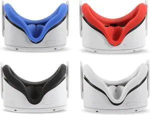 LEABBY 4Pcs VR Silicone Face Cover for Oculus Quest 2,Light-Thin VR Face Pads,Waterproof Anti-Dirty Replacement Facial Cushion VR Pads Accessories (Black+Red+Gray+Blue)