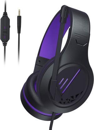 Anivia Stereo Gaming Headset for PS4, PC, Xbox One Controller, Noise Cancelling Over Ear Headphones with Mic, Soft Memory Earmuffs for Laptop/Mac/Nintendo/PS3 Games(Purple)