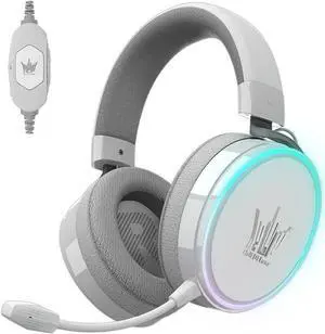 HOF Maestro Gloss White Wired Gaming Headsets - 7.1 Virtual Surround Sound - Detachable Fabric & Memory Foam Earmuffs - Detachable Uni-Directional Mic - PC, PS4, PS5, Switch - 3.5 mm Audio Jack