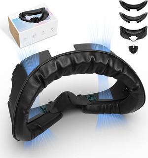 UPOK Face Pad Cover Facial Interface for Meta/Oculus Quest 3 Headset -Accessories 2-pcs Thicken Foam PU Leather Face Cushion with Rigid Adjustable Vent Head Bracket, Air-Circulation Design