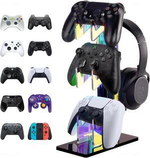 NiHome Iridescent Acrylic Multi-Tier Universal Game Controller Headset Holder Stand for PS5 Xbox ONE Switch Colorful Controller Stand Gaming Accessories Anti-Slip Stable Headphone Holder (3-Tier)