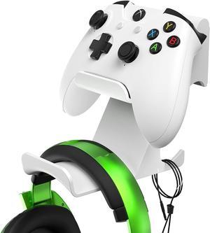 6amLifestyle Controller and Headphone Wall Mount Holder Stand with Cord Hanger for PS5 PS4 Xbox One Switch Pro Gamepad Controller Hook Strong Adhesive/Screws, White