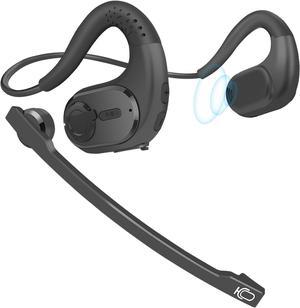 iDIGMALL Bluetooth 5.3 Headset w/Magnetic Detachable Microphone, Light Open Ear Wireless Headphone w/DSP Noise Canceling Mic for Phone PC Laptop, Comfort for Office Meeting Home Work, 12H Playtime