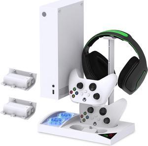 Cooling Fan Stand Compatible with Xbox Series S with 1400mAh Rechargeable Battery Pack, YUANHOT Vertical Charging Station Dock Accessories with Controller Charger Port & Cooler System for XSS - White