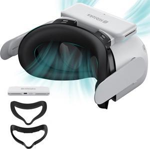 Hibloks Quest 2 Fan Cooling Mask for Meta/Oculus Quest 2 Accessories, Circulated Ventilation Eliminates Glasses Fogging (Soft Lycra Cotton Mask)