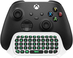 TiMOVO Green Backlight Keyboard for Xbox One, Xbox Series X/S,Wireless Chatpad Message KeyPad with Headset & Audio Jack,Mini Game Keyboard Fit Xbox One/One S/One Elite/2, 2.4G Receiver Included, White