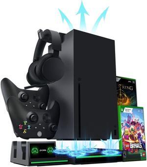 TNP Vertical Stand for Xbox Series X - Series X Charging Station for Controller with 2 Pack 1300mAh Rechargeable Battery for Xbox Series X Controller - 10 Slot Game Storage and Headset Hook