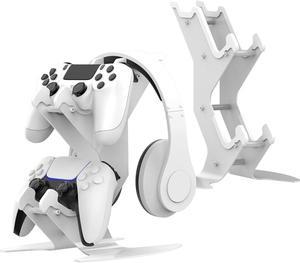 Controller Holder Stand, Universal Metal Material Game Controller Headset Stand Controller Accessories for Gamepad of PS5 / Xbox / PS4 / Switch White)