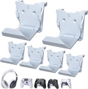 Controller Wall Mount Holder for PS5/PS4/Xbox/Switch Controller, Strong Adhesive/Screw Controller Holder Headphone stand, Headset Hanger Hook for Universal Gaming Controller and Headset - 6 Pack