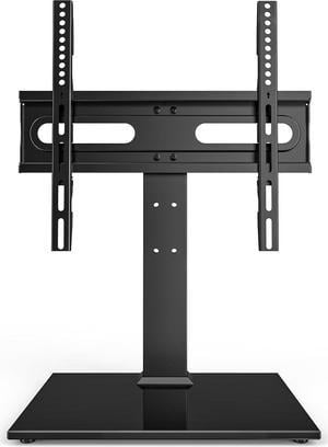 Universal TV Stand - Table Top TV Stand for 27-60 inch LCD LED TVs - 9 Level Height Adjustable TV Base Stand with Tempered Glass Base & Wire Management, VESA 400x400mm